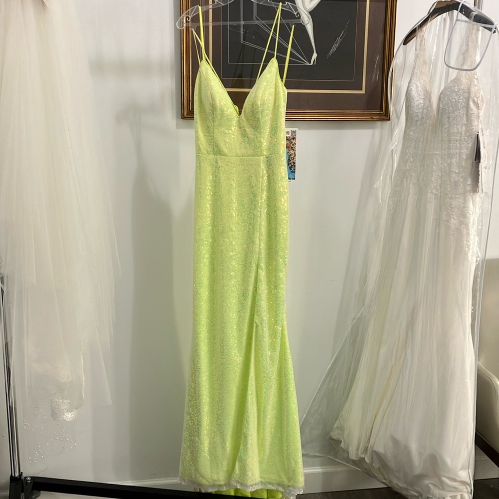Clarisse Neon Yellow Backless Dress